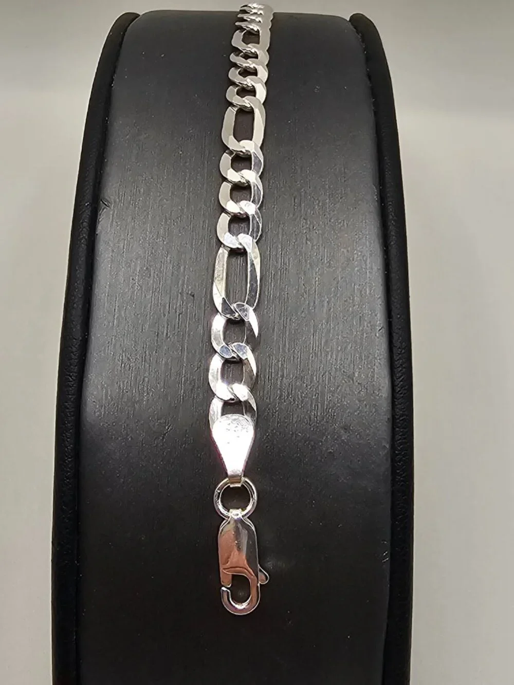 Sterling Silver 925 High Polished Figaro Bracelet 5.6mm 8 inches